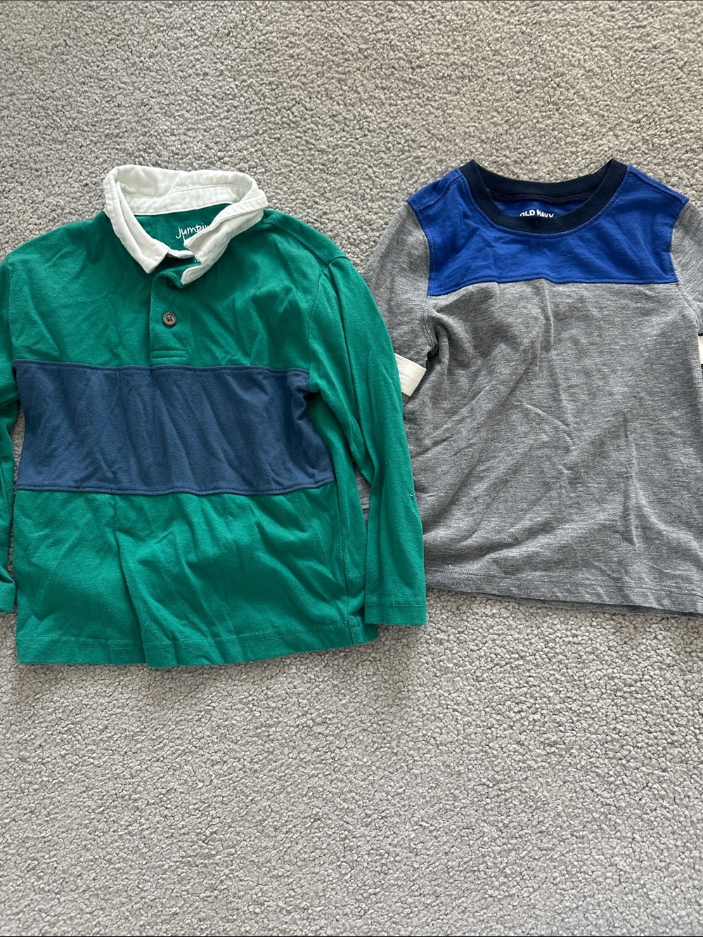 jumping beans Green Polo with Navy Chest Band and White Collar